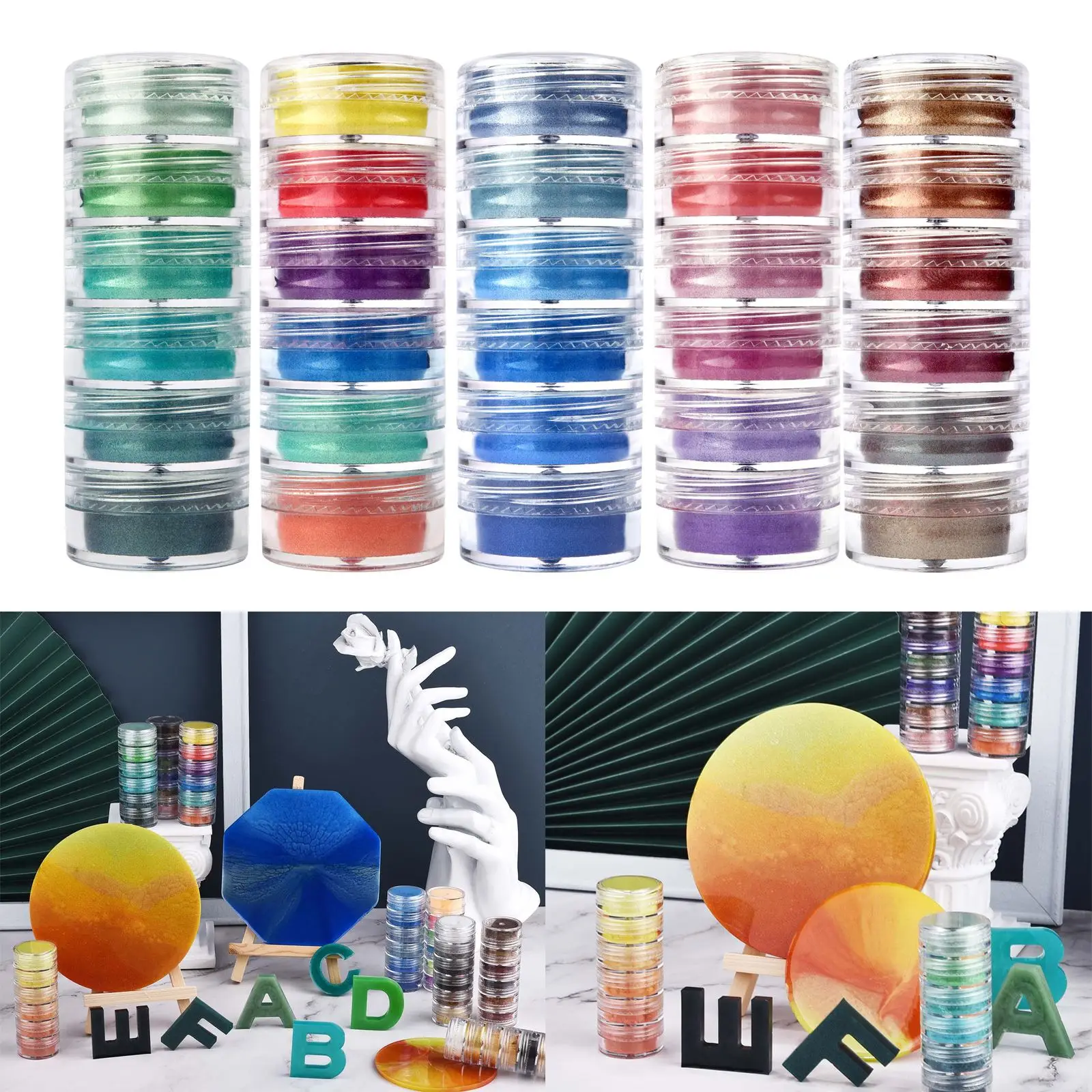 6Colors/Set Pearl Pwder Pigments Pearlescent Epoxy Resin Pigments DIY Epoxy Resin Candle Mold Soap Colorant Dye Making Craft