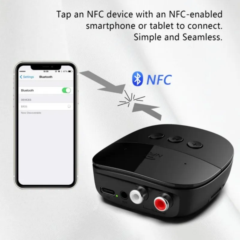 차량용 블루투스 5.2 수신기 RCA 블루투스 어댑터, 3.5mm 잭 Aux 블루투스 수신기, 스피커용 무선 오디오 어댑터, 2RCA