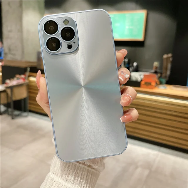 Luxury Dazzling CD Line Square Silicone Frame Lens Protective Phone Case