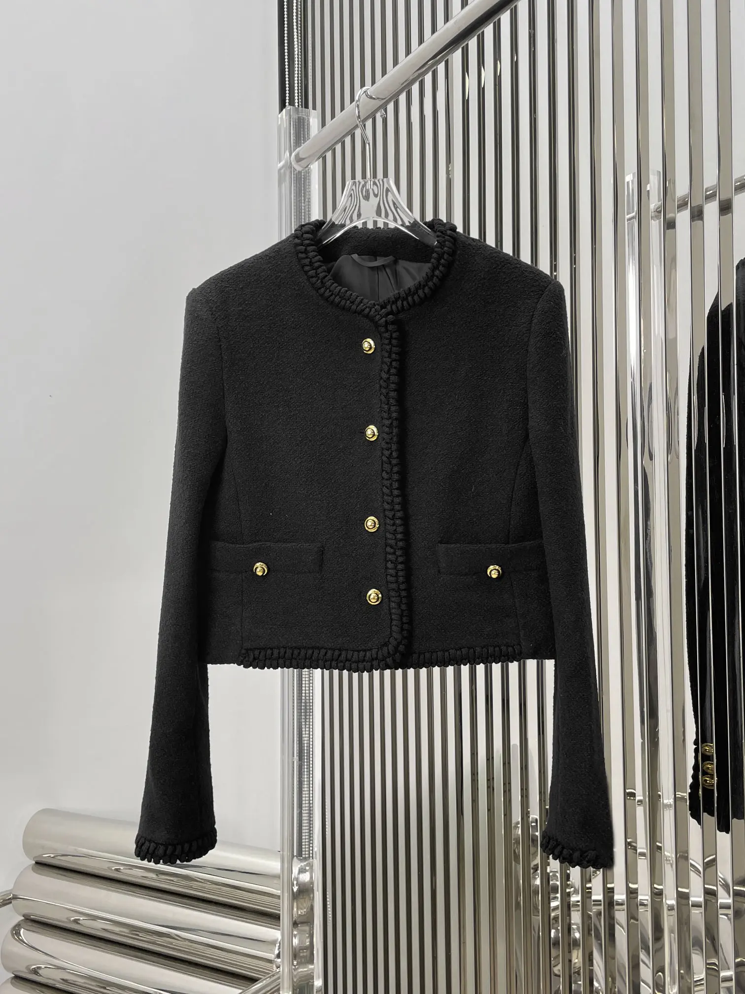 

Single-breasted wool coat round neck single-breasted design versatile and comfortable 2023 autumn new hot