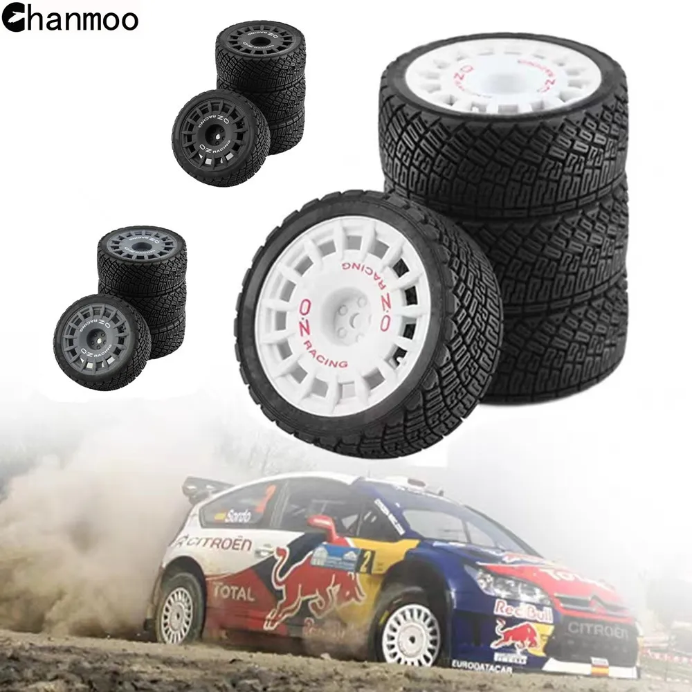 Lot De 4 Roues Caoutchouc Pour Voiture RC 1/10 - Compatible HPI, Kyosho, Tamiya TT02, XV-01 - Améliore Tenue Et Look