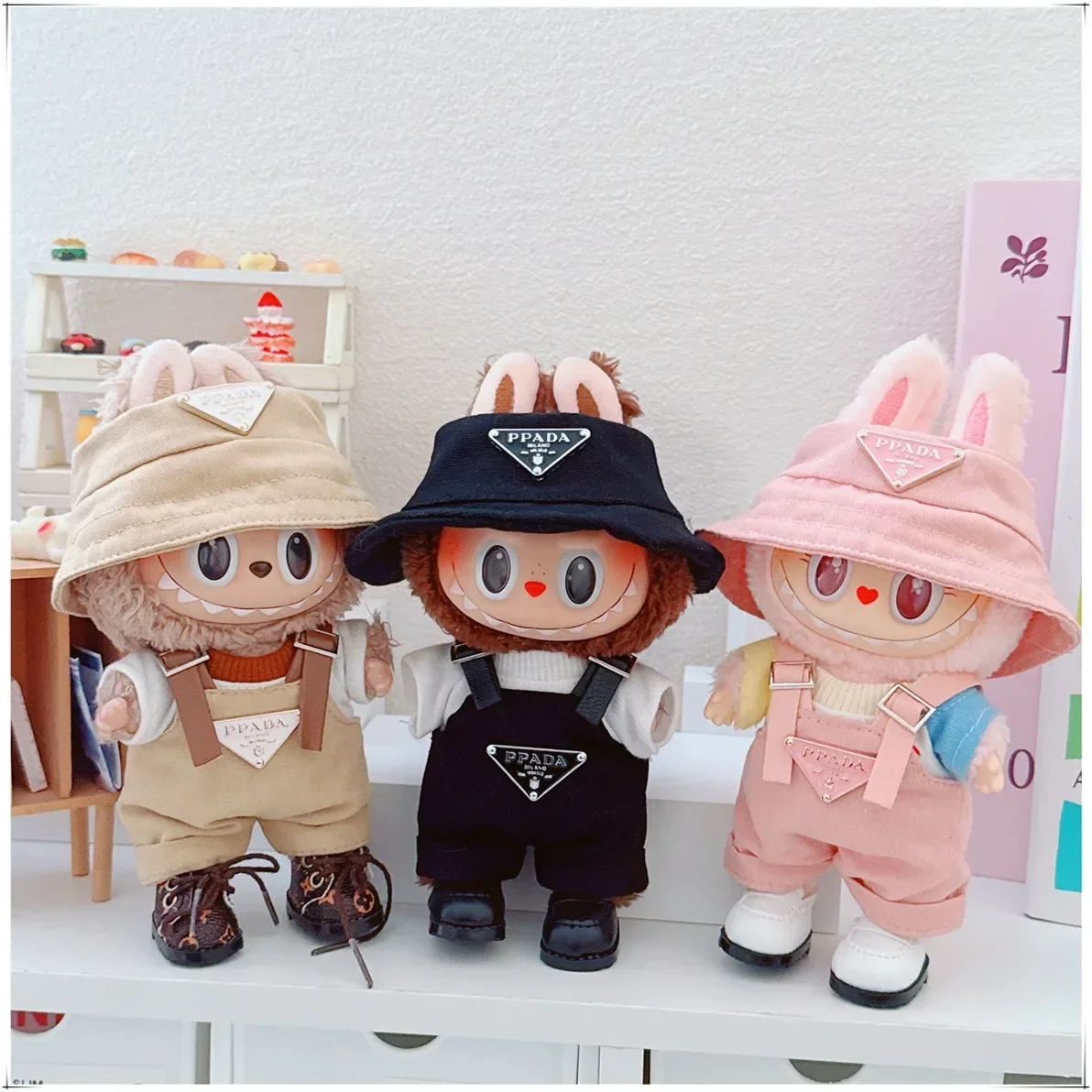 Labubu 17cm V1 V2 Doll Clothes Set – Cute Party Hat, Bib, Pants & Shoes Accessories for Sitting Display & Decoration 3