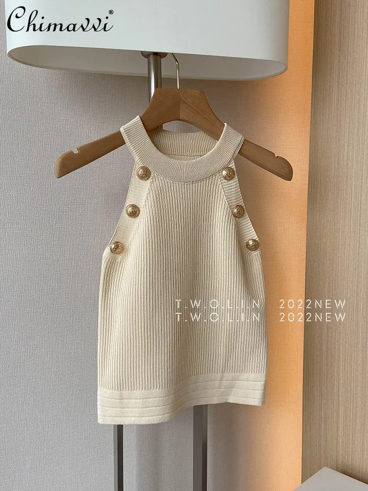 

High-Grade Fashion Halter Camisole Women's 2023 Summer New Slim Fit Refined Outdoor Sexy Temperament Tank Top Inner Wear