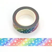 1PC. 10M Deco Silver Foil Rainbow Stars Washi Tape for Planner Scrapbooking Adhesive Stickers Masking Tape Cute Kawaii Papeleria 2