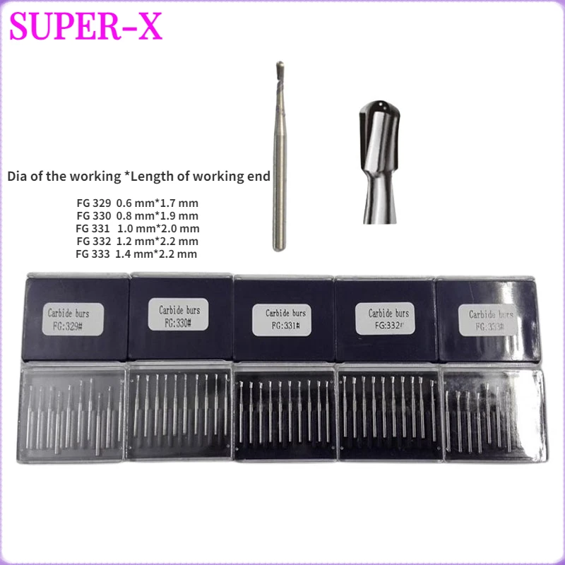 10pcs/box Dental Tungsten Steel Carbide Burs Pear Shape Bur for High Speed Handpiece 5Size FG- 329,FG-330,FG-331,FG-332,FG-333 20pcs dental lab supplies tungsten carbide rotating bur high hardness tungsten steel grinding heads dentist diamond burs drills