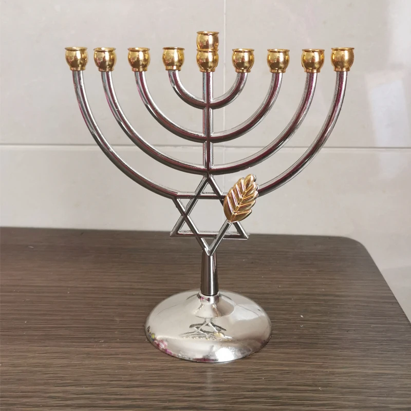 Gold Candle Holders Table Centerpiece Candlestick Israel Hanukkah Golden Lampstand Hanukah Jerusalem Candlestick Candle Stand