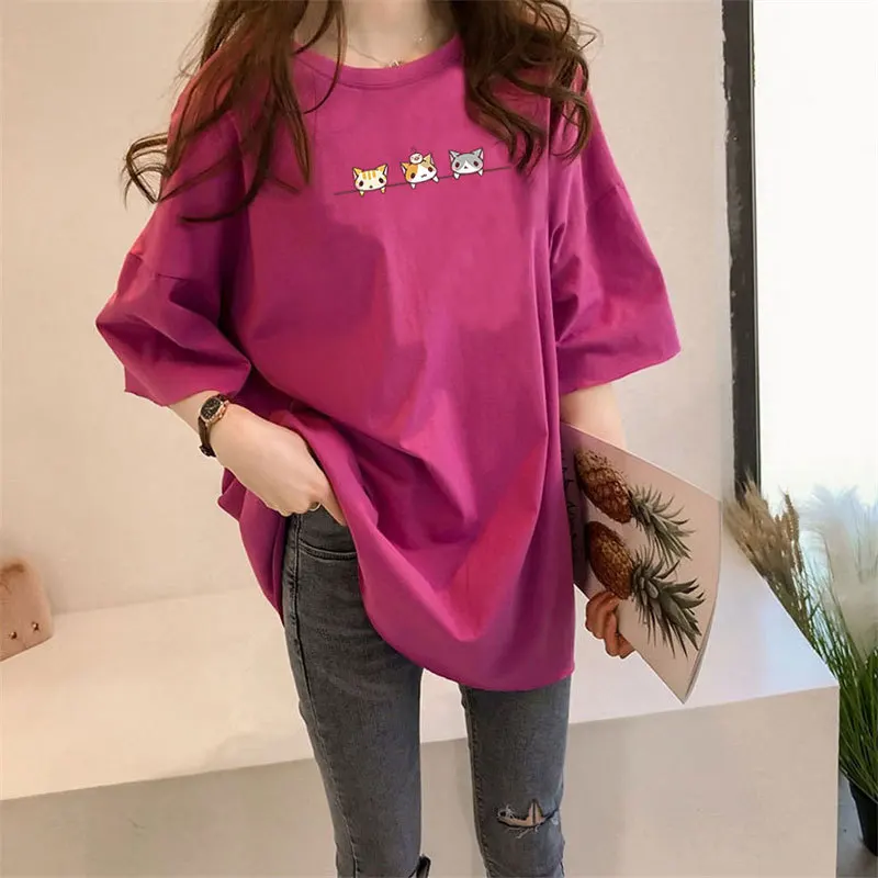 

Anbenser Korean Style Summer Female T-Shirt Cartoon Printed T Shirts Women Casual Fashion Loose Short Sleeve Tops Tees