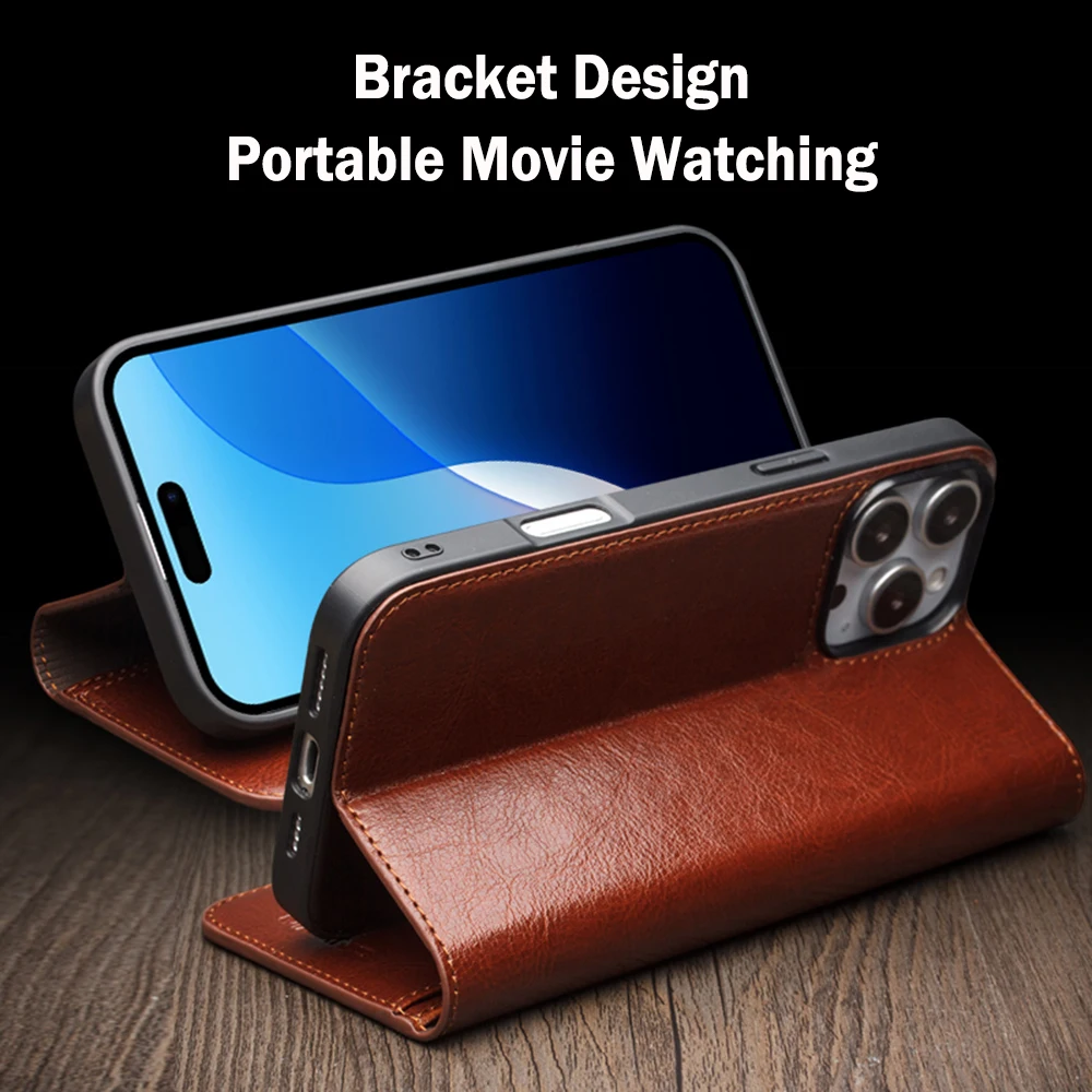 QIALINO Premium Genuine Leather Handmade Flip Case with Card Slots