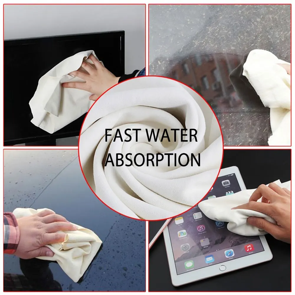 Natural Deerskin Leather Cleaning Towel 40x60CM Car Home Washing Care Quick Dry Super Absorbent Glass Drying Rags
