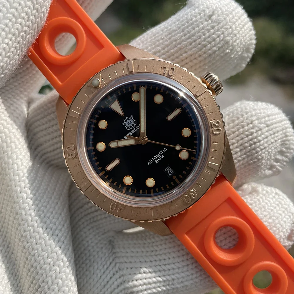 

Часы Steeldive SD1965S мужские с бронзовым стеклом, сапфировым стеклом, автоматические, водонепроницаемые до 200 м, с резиновым ремешком