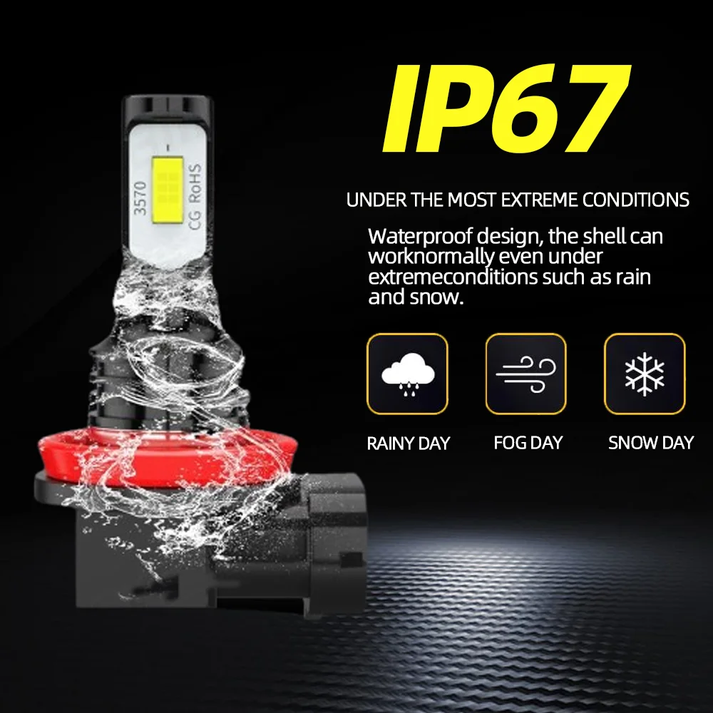 2개 고휘도 LED 전구 자동차 안개등 12V 6000K CSP 칩 혼다 HR-V HRV 2016 2017 2018 2019 플러그 앤 플레이