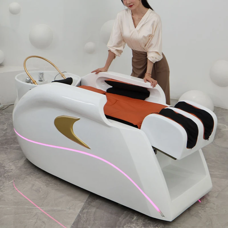 Intelligence Multifunctional Shampoo Chairs Bed Electric Luxury Shampoo Chairs Head Spa Massage Cadeira Barber Furniture QF50SC