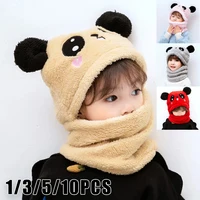 Kids Windproof Fleece Ear Flap Hat Scarf Combo Winter Warm Beanie Boys Girls Infant Toddler Cute Ear Protection Essential