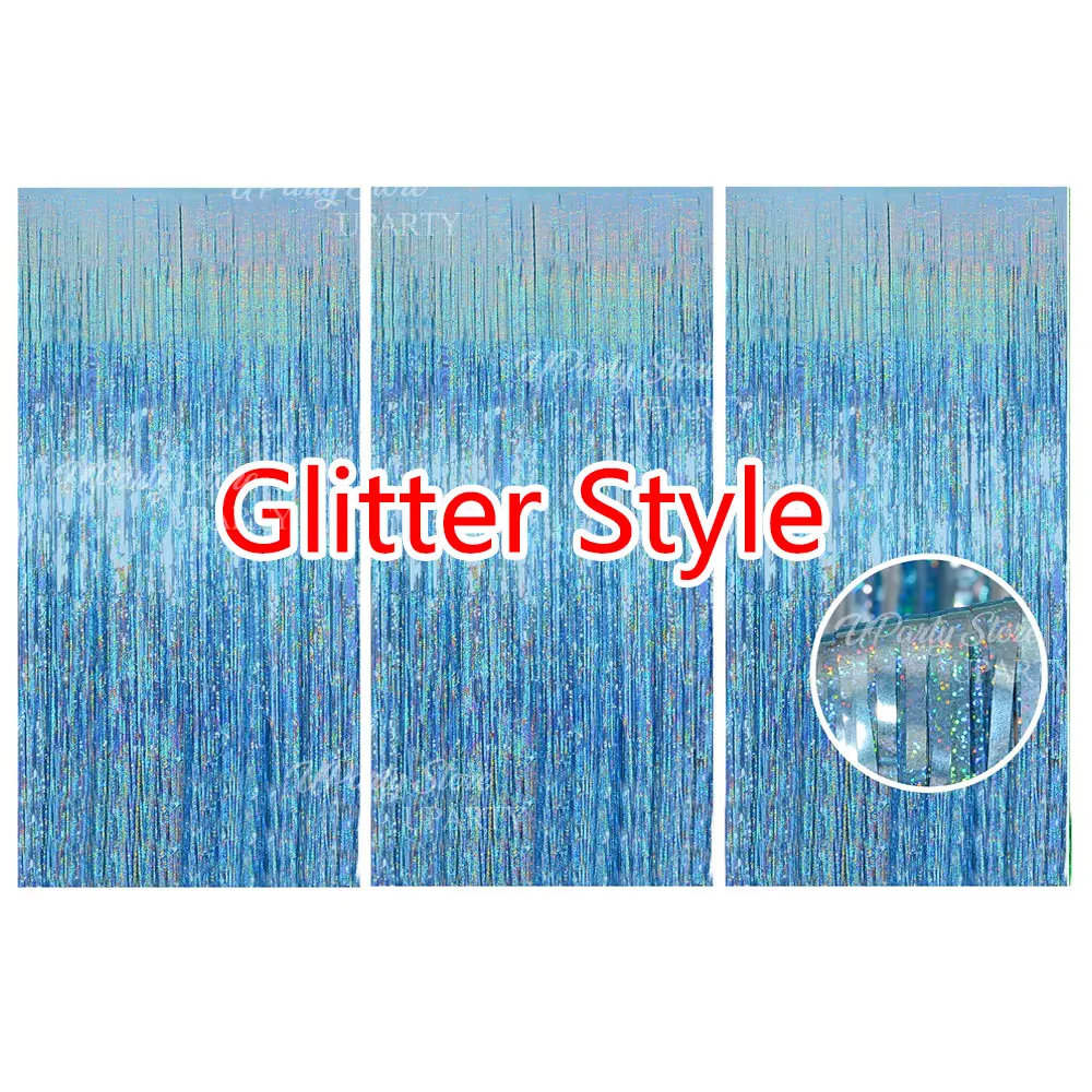 Silver Foil Fringe Curtains - Set of 3, Metallic Rose Gold Tinsel Streamers for Celebrations and Events Backdrop Decor