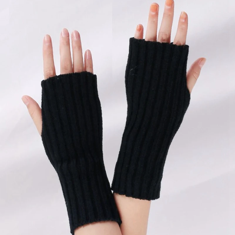 

1 Pair Autumn Winter Women Knit Gloves Arm Wrist Sleeve Hand Warmer Girls Long Half Winter Mittens Fingerless Gloves Gift
