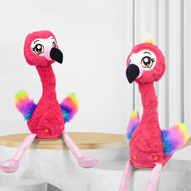 1 Pc Plush Flamingo Interactive Toy Figures Singing And Dancing Stuffed Animals Pets Alive Flamingo Pink Interactive Toy