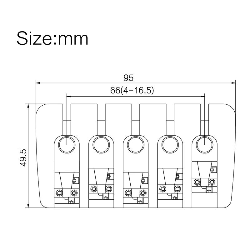 빈티지 5 스트링 잠긴 안장 베이스 브릿지 95x49.5MM 하단 스트링 간격 16.5MM 베이스 고정 브릿지 블랙/골드/크롬