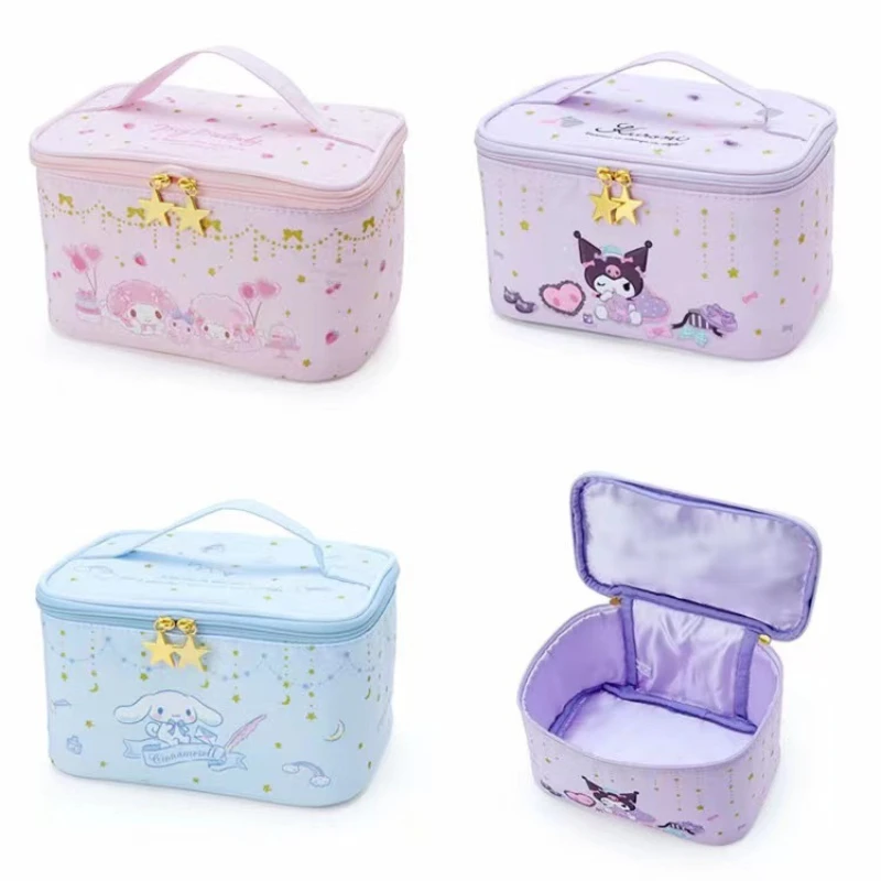 

Sanrio My Melody Мультфильм искусственная кожа милые японские девушки портативная большая емкость Kuromi Cinnamoroll косметичка подарок