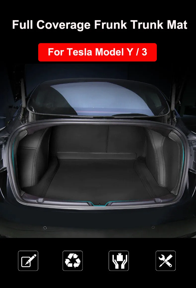 compatibles Tapis de sol de voiture couverture complète Anti-glissante  imperméable pour siège arrière de Tesla Model 3 Y tapis de coffre pour  conduite à gauche TPE