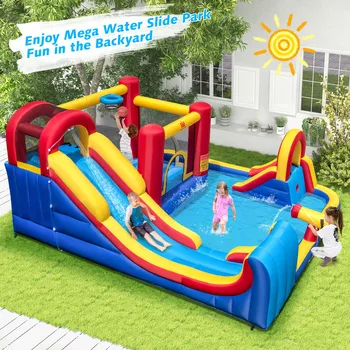 Inflatable Water Slide Giant Kids Water Park w/ Double Slides without Blower 3