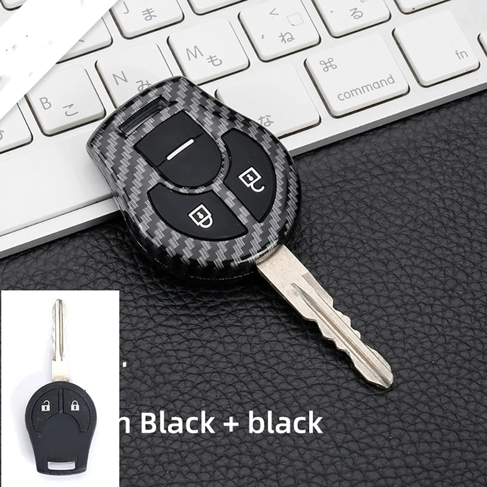 Car Key Shell Carbon Fiber ABS Remote Car Key Case Silicone Full Cover For Nissan Juke March Qashqai Sunny Sylphy Tiida X-Trail