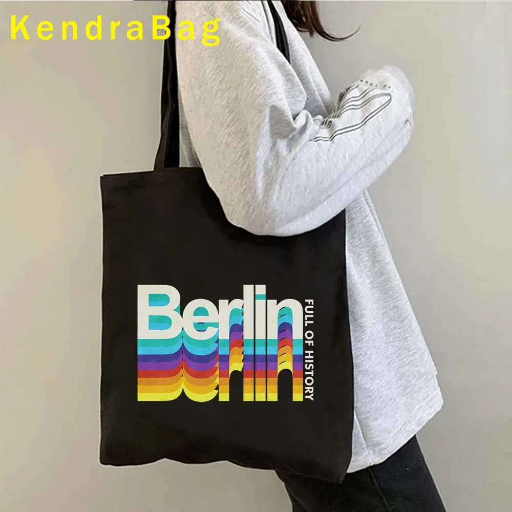 Retro Rainbow Letter Print BERLIN Bern LONDON NEW YORK NEVER