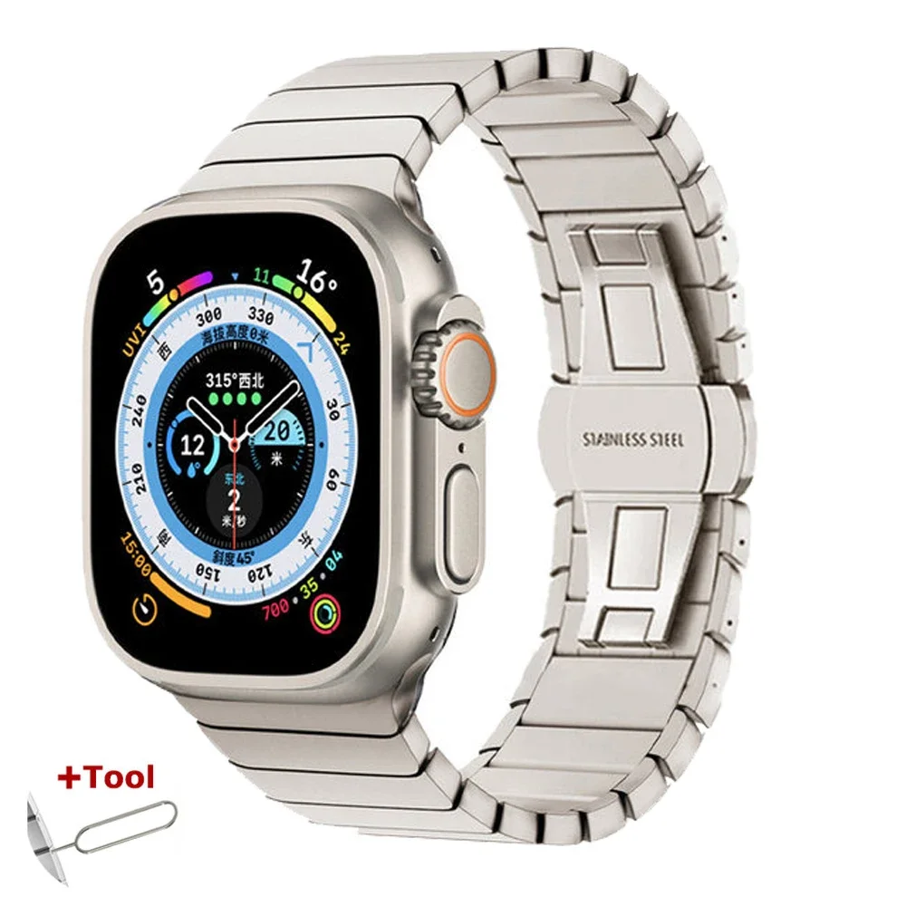 Elegant Stainless Steel Metal Link Watch Strap