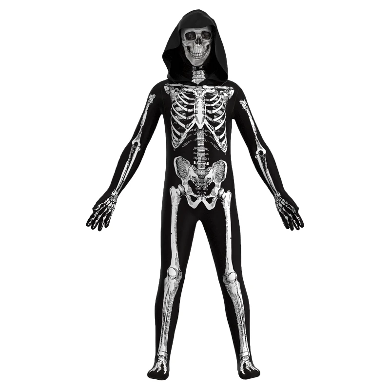 Spaventoso costume da zombie cosplay costume da teschio scheletro