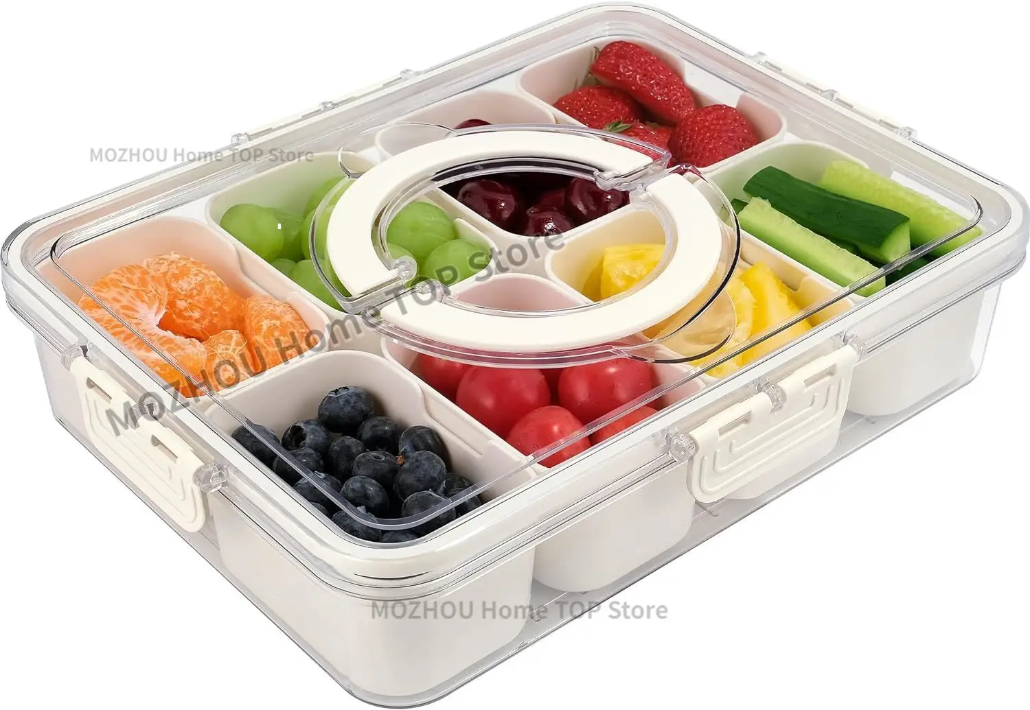 Divided Serving Tray with Lid,Portable Snack Containers Box Snack Tray,Veggie Tray Charcuterie Boxes Fruit Tray Candy Organize