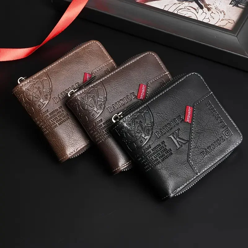 

Men's Business Wallet, Classic Short Coin Purse, Letter Embossed Wallet Purses for Women