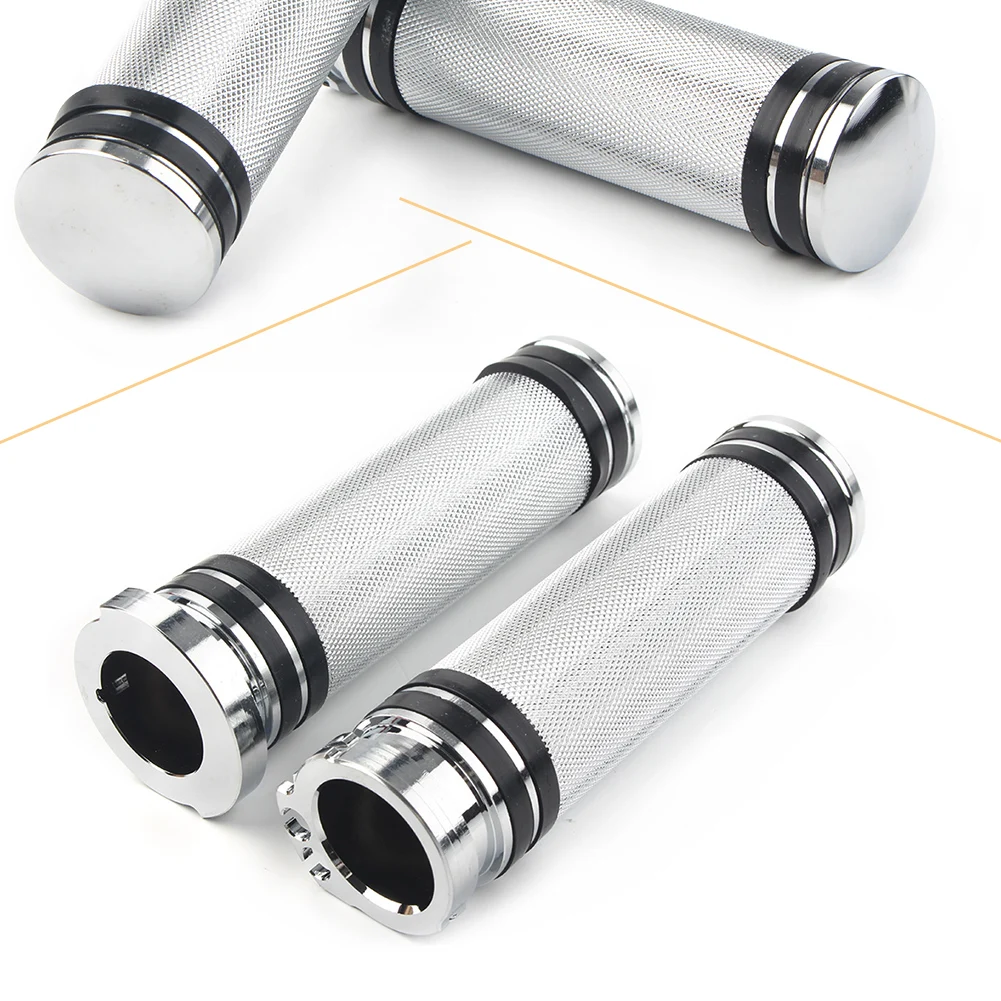 

Chrome Motorbike Handlebar Hand Grips 1'' For Harley Sportster Dyna Softail V-Rod 1996-later & Touring 1996-2007