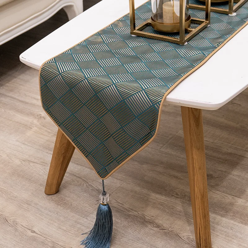 Runner da tavolo in stile cinese Runner da tavolo jacquard in cotone e lino di lusso Runner da letto decorativo Bandiera da tavolo classica Soggiorno
