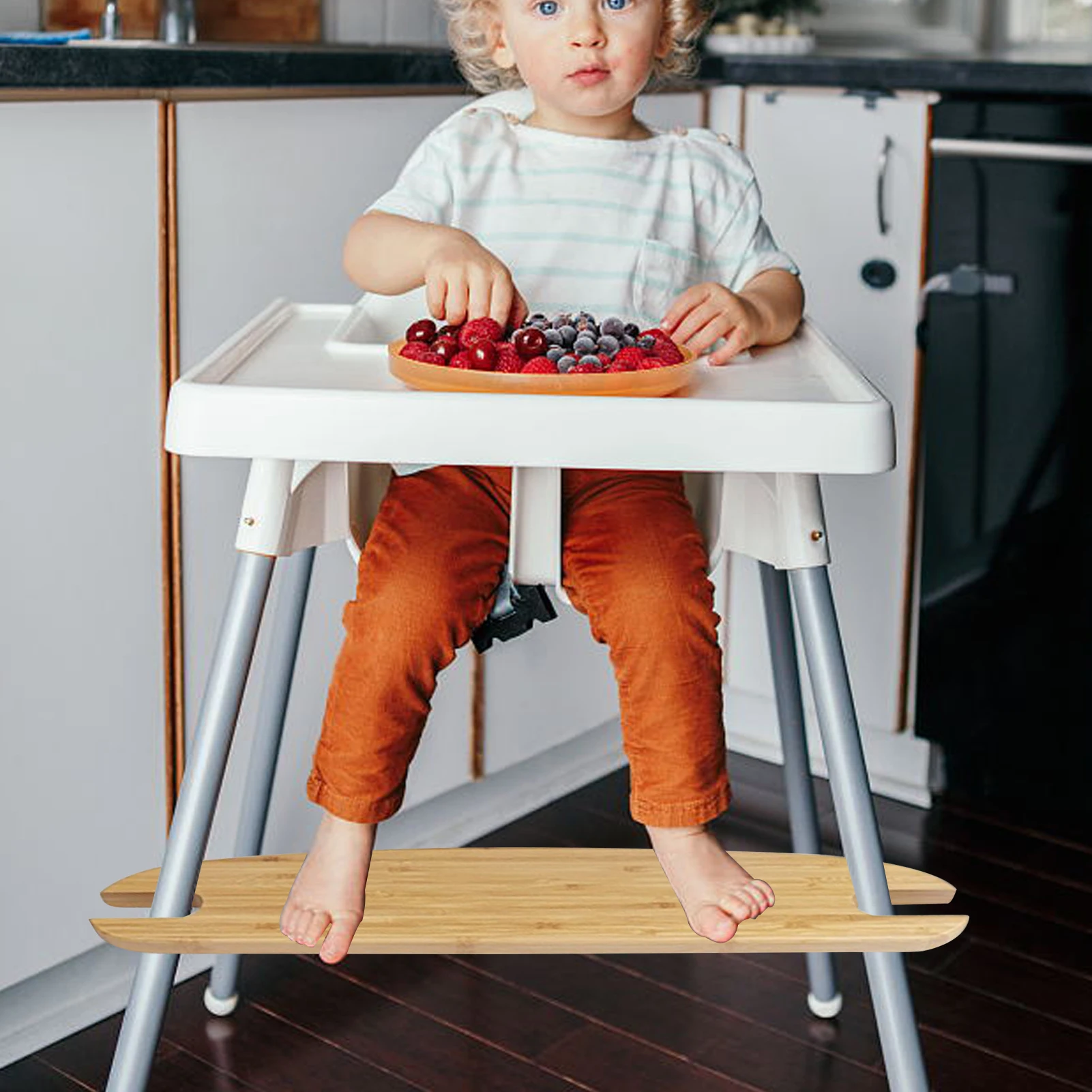 Bamboo Foot Rest Adjustable Baby Highchair Foot Rest Bamboo Wooden Footrest High Chair Accessories Non-Slip Adjustable Wood