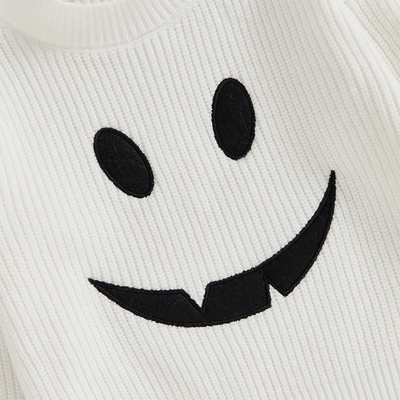 가을 할로윈 어린이  소년 소녀 스웨터, 캐주얼 자수, 따뜻한 니트, 긴 소매 풀오버 의류