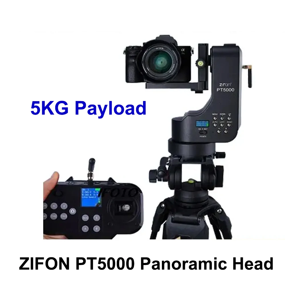 

ZIFON PT5000 Panoramic Head Pan Tilt Motorized Electric Gimbal Wireless Remote Control 5KG Payload for DSLR Camera Smartphone