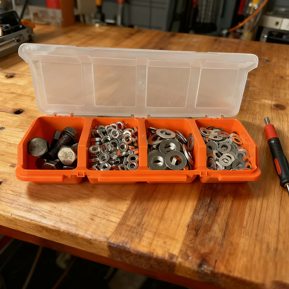 1 Stück/2 Stück Organizer-Box mit mehreren Fächern für Schrauben und Kleinteile – langlebiger Kunststoff-Hardware- und Schmuckaufbewahrungskoffer – Detail 9
