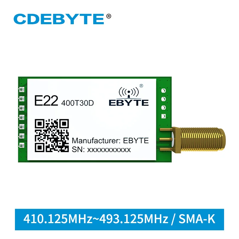 

SX1262 LoRa Wireless Transceiver DIY Module UART DIP 400MHz 30dBm CDEBYTE E22-400T30D SMA-K Antenna Low Power Consumption IoT