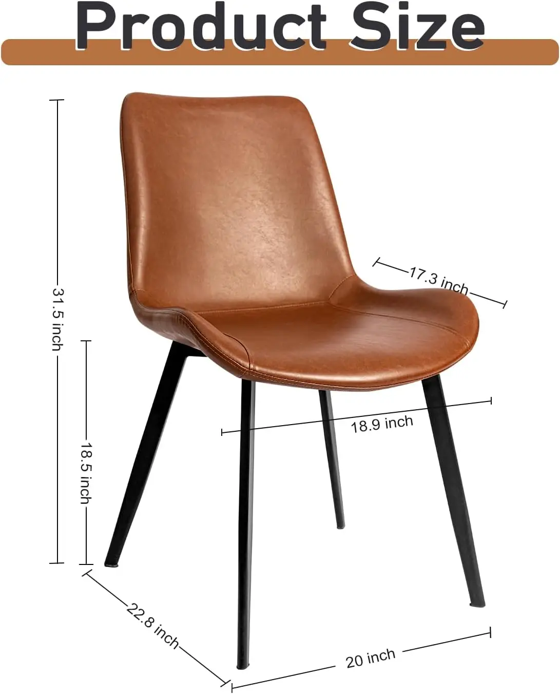 NEW Modern ‎Faux Leather Dining Chairs, PU Cushion Seat Back，Metal Legs for Kitchen Dining Room Side Chair, Set of 4, Brown 3