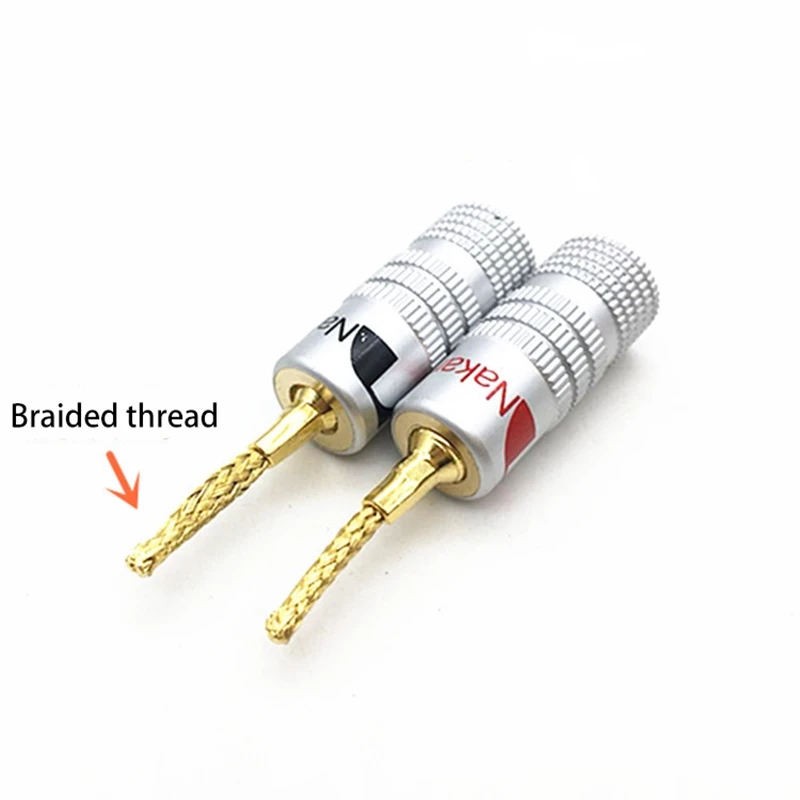 4Pcs/Lot 2MM Copper Wire Gold-Plated Welding-Free Banana Plug Speaker Wire Plug Braided Wire Plug Connector Terminals