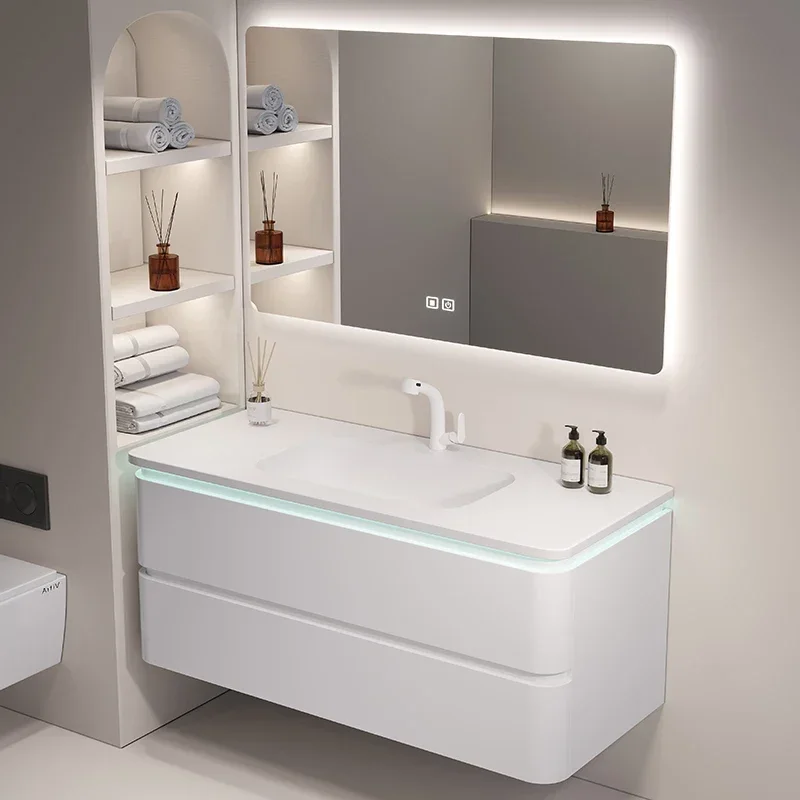 ~Ceramic Whole Washbin Bathroom Cabinet Combination Simple Bathroom Table Bath Suit