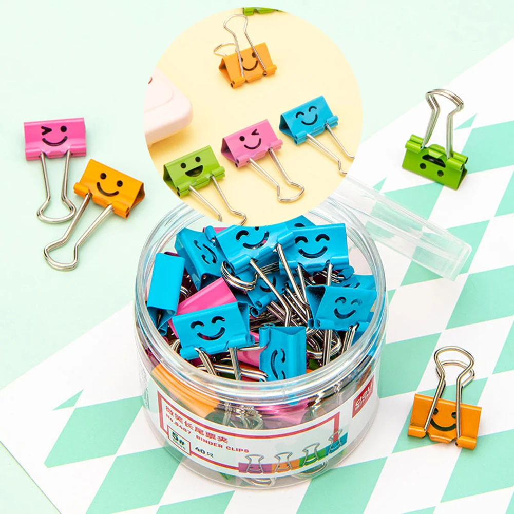 Dovetail Clip Mixed color 10 Pcs Smile Long Tail Clip Colorful Dovetail Clip Metal Ticket 37mm Fishtail Information Student