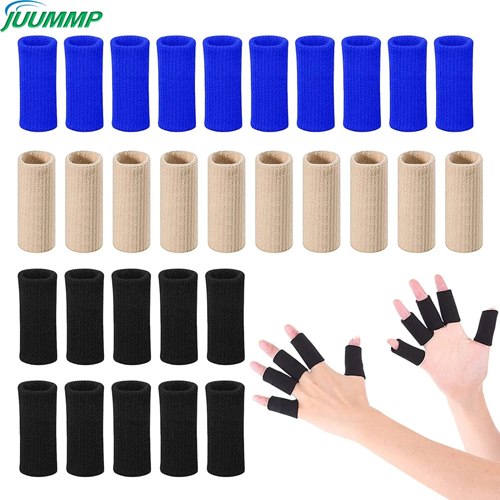 JUUMMP 10Pcs/Set Finger Protection Arthritis Support Finger Guard Outdoor Sports Basketball Volleyball Elastic Finger Sleeves finger splint wrap breathable washable anti slip professional fingers guard bandage support protector for basketball volleyball