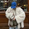 Neo Mint 2024 Winter Ins Hot Fashion Girls Oversized Gradient Fur Coat Women Thick Warm Outerwear Fluffy Faux Fox Fur Jacket 1