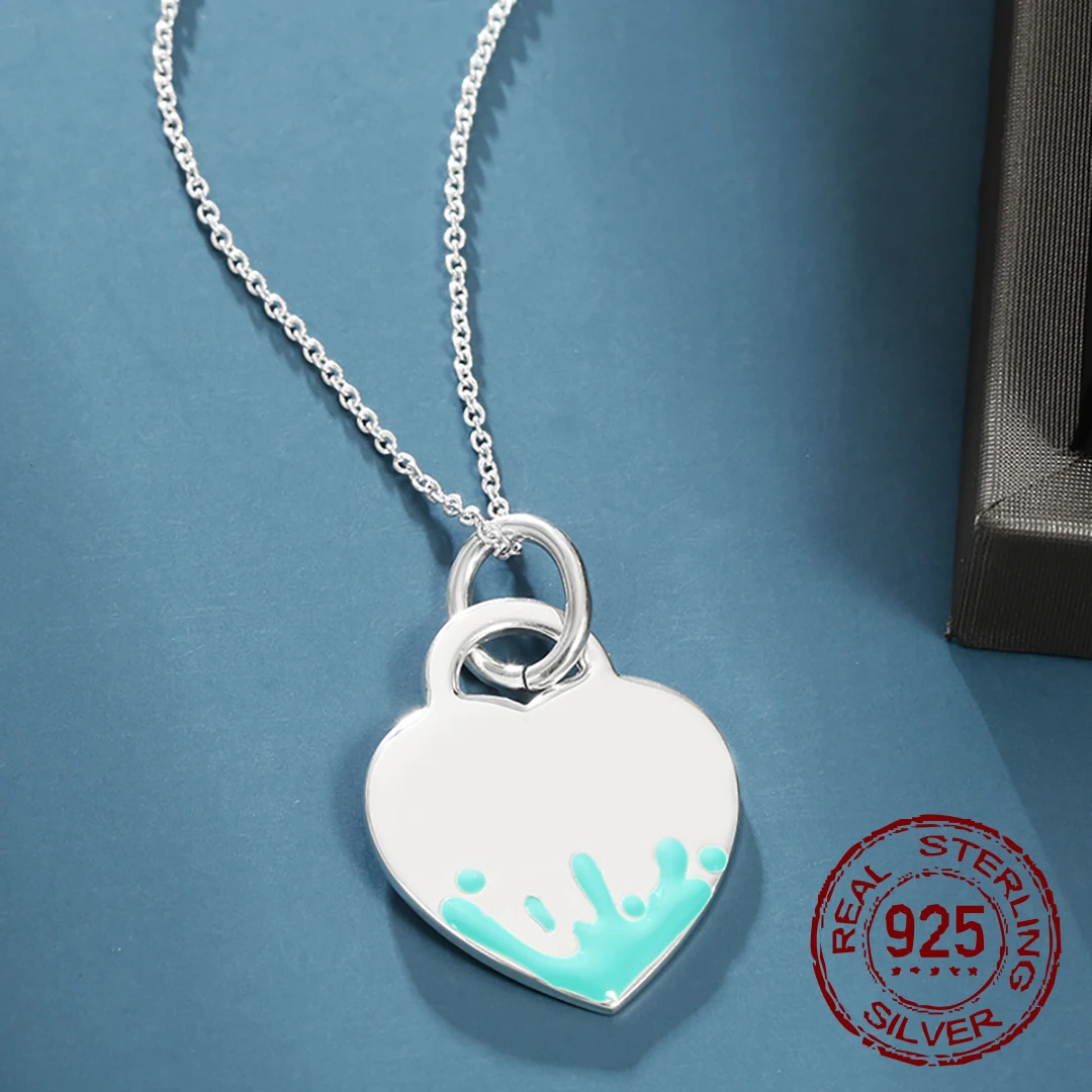 

925 Sterling Silver Heart-shaped Delicate Pendant Necklace for Ladies Valentine's Anniversary Object Jewelry for Ladies