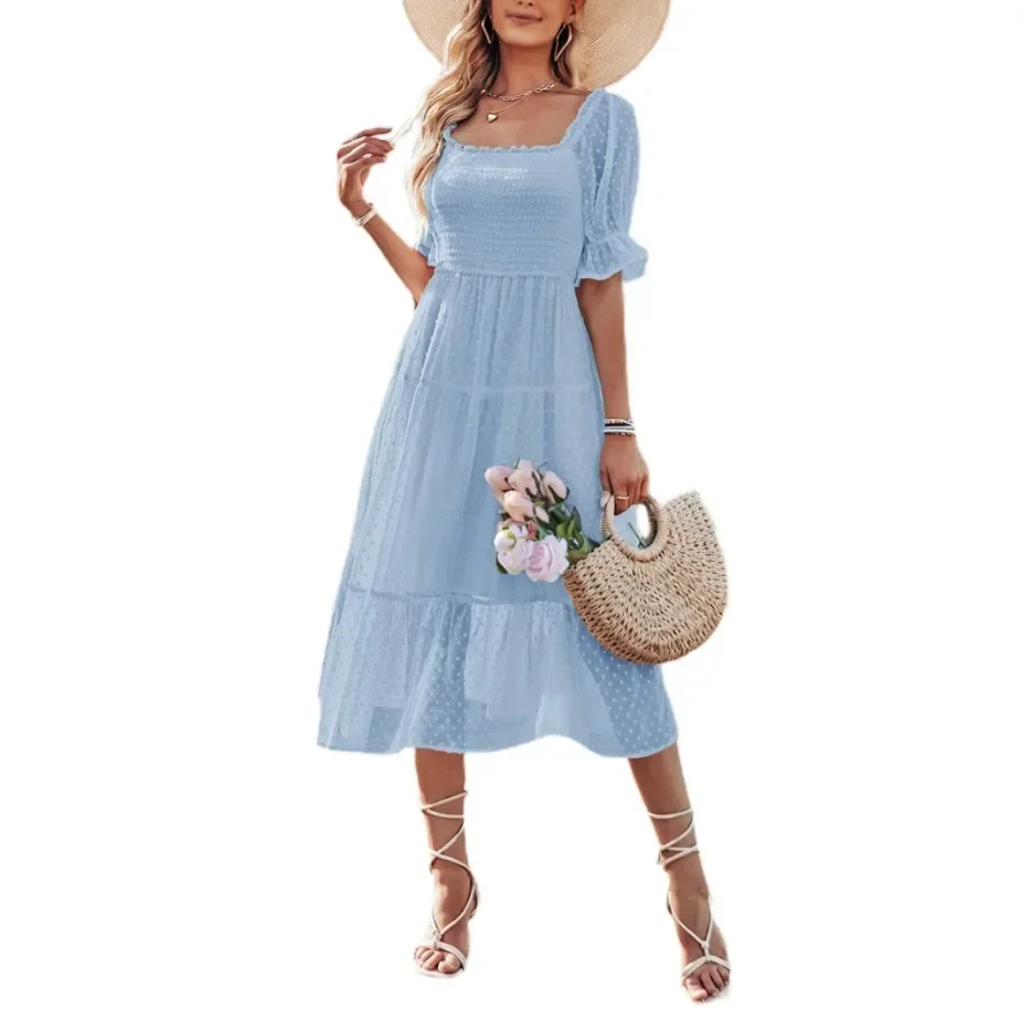 

The 2023 Summers new chiffon jacquard slim waist dress gray22