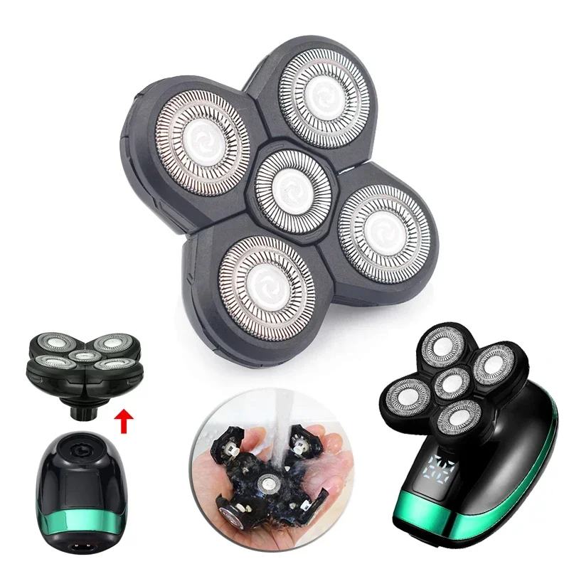 4D Men Electric Shaver Replacement Shaver Head 1PC 5 Cutter Spare Razor Blades Intelligent Floating Extra Head Stainless Steel