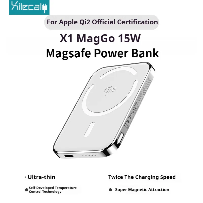 Xilecaly Qi2 Magnetic Power Bank 10000mAh Ultra-Slim Aerospace-Grade Alloy Wireless PD20W For Magsafe Fast Charger for iPhone 16 2