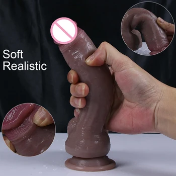 Super Realistic Dildo Soft Silicone Big Penis Cheap Couples Sex Toy Thrusting Suction Cup For Adults G-Spot Stimulator Sexy Shop 4