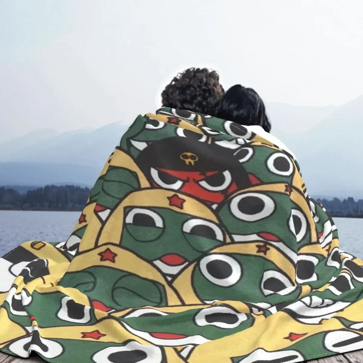 Anime Keroro Plaid Blankets Sofa Cover Fleece Printed Cartoon Collage Lightweight Thin Throw Blankets for Sofa Bedroom Rug Piece 4