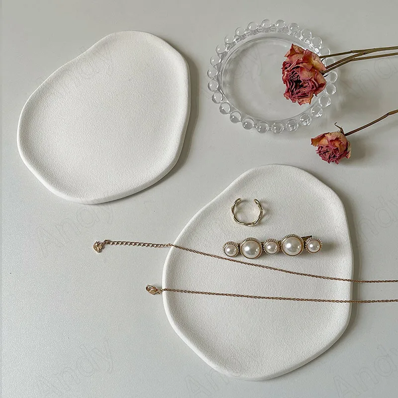 European Ceramic Storage Tray Modern Irregular Frosted Bedroom Jewelry Organizer Afternoon Tea Dessert Trays Home Decoration